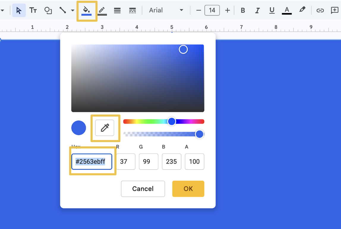 P.S. If you're not familiar with hex codes, the easiest way to see them is in a tool like Google Slides or PowerPoint: pick any color in the fill menu to get its hex code. There are lots of Chrome extensions that do this, too!