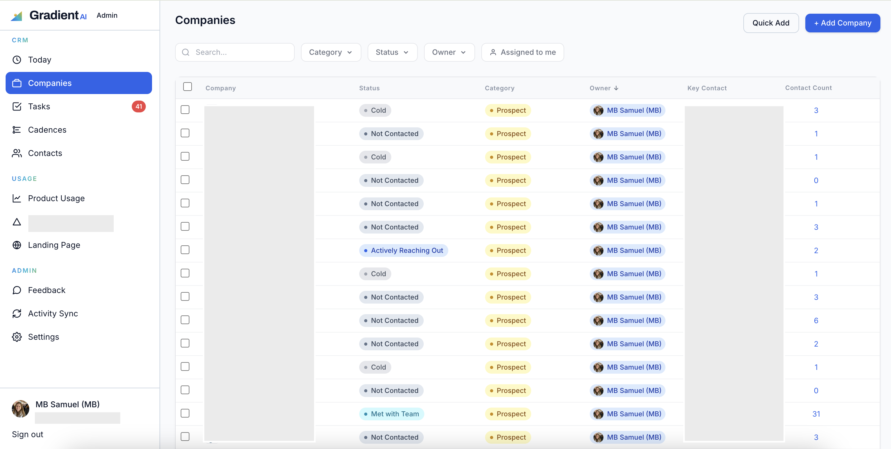 Gradient Admin combines CRM, product analytics, and internal workflows in one place.